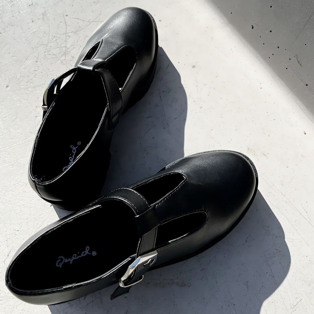 NEW Mary Jane Platform T-Strap Chunky Lug Sole Goth Altercore Loafer Shoes Black - Picture 11 of 14